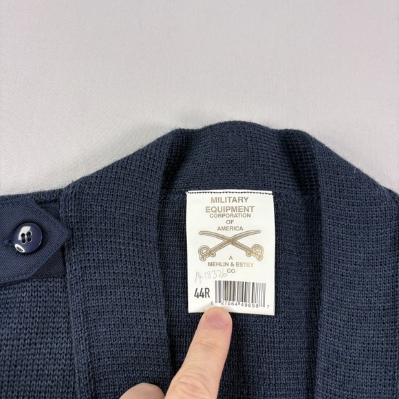 Mehlin Estey Military Equipment Sweater Mens 44R Blue Wool Blend Cardigan - Picture 4 of 11